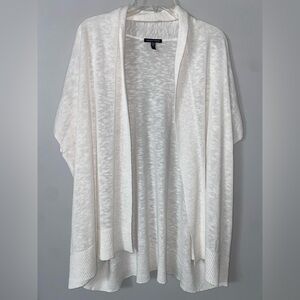 Eileen Fisher Linen Cotton Blend White mid length Sweater Vest Cardigan XS